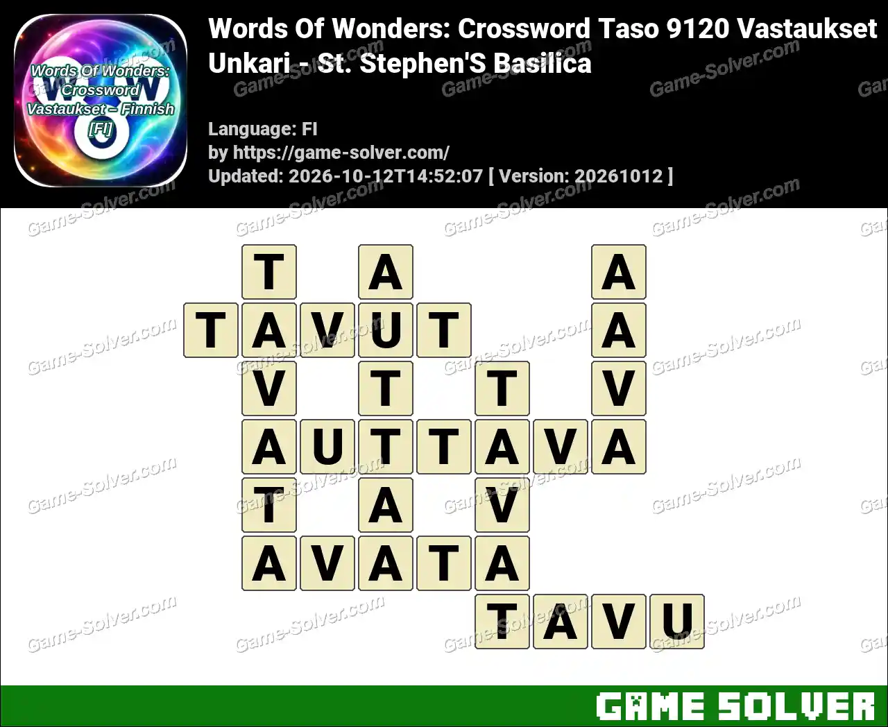 Words Of Wonders: Crossword Taso 9120 Vastaukset – Unkari – St. Stephen’S Basilica
